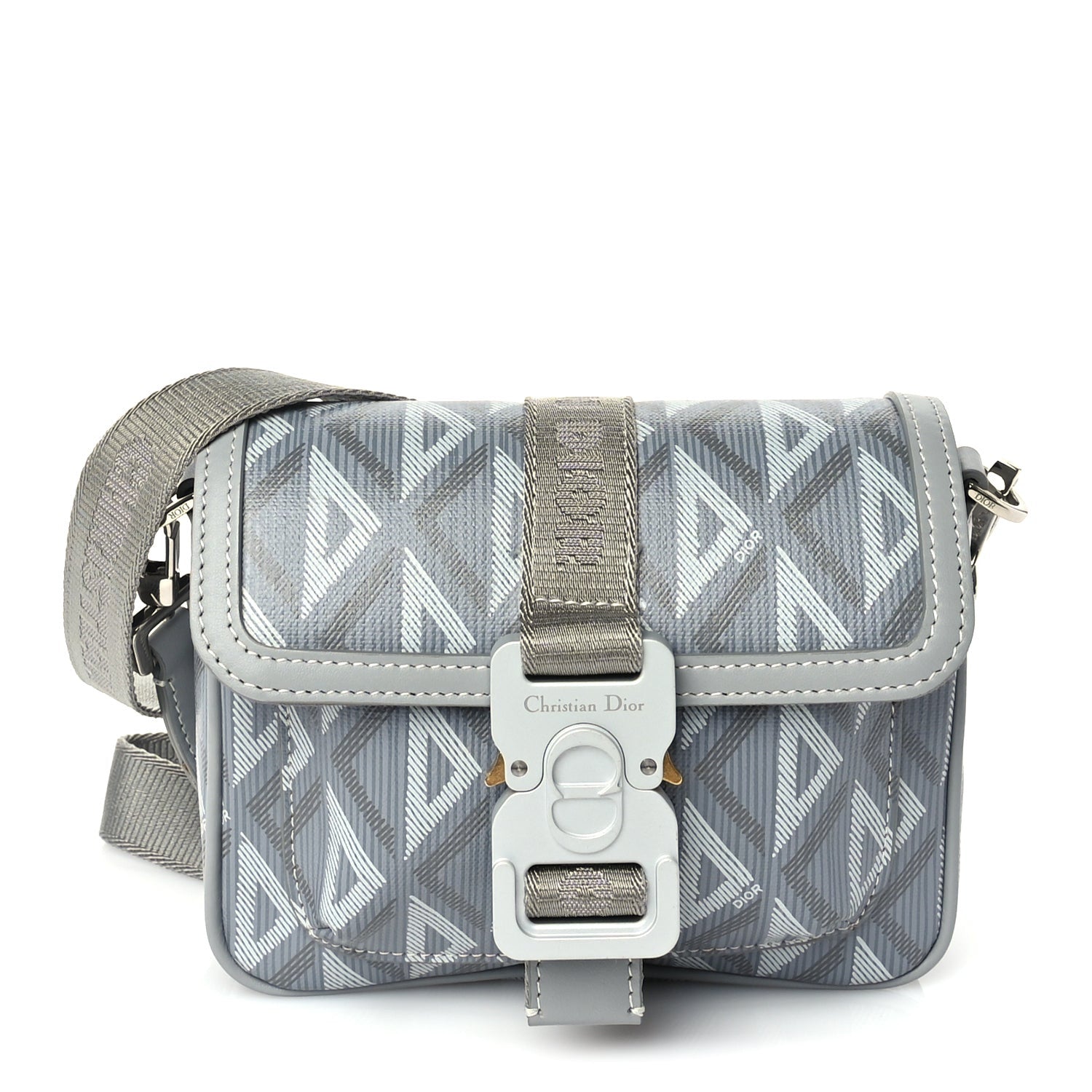 Christian Dior Coated Canvas CD Diamond Mini Hit The Road Bag Grey 1 of 8