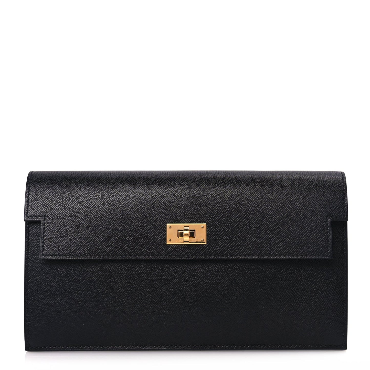 Madame Calfskin Kelly Pocket Long Wallet Black