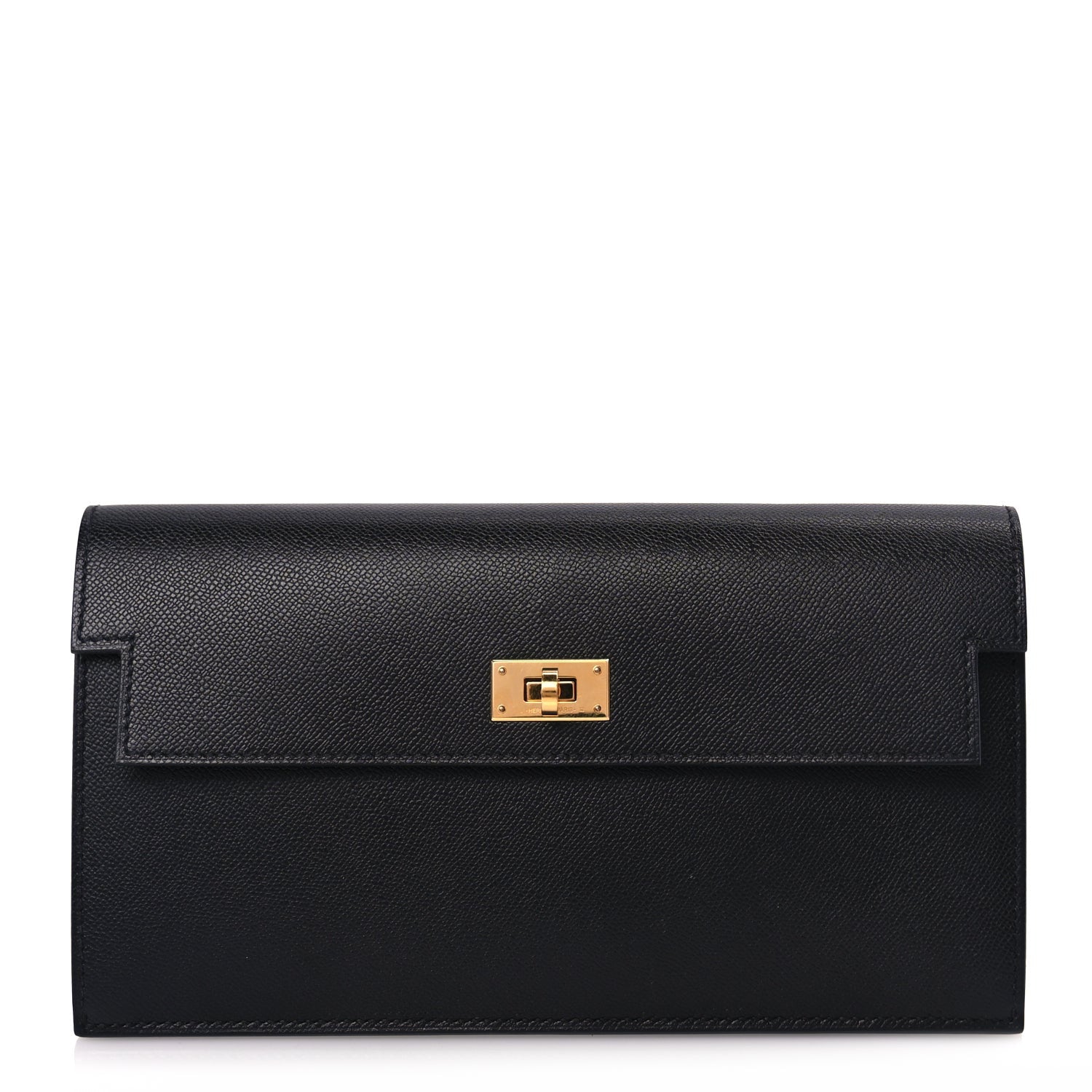 Hermes Madame Calfskin Kelly Pocket Long Wallet Black 1 of 9