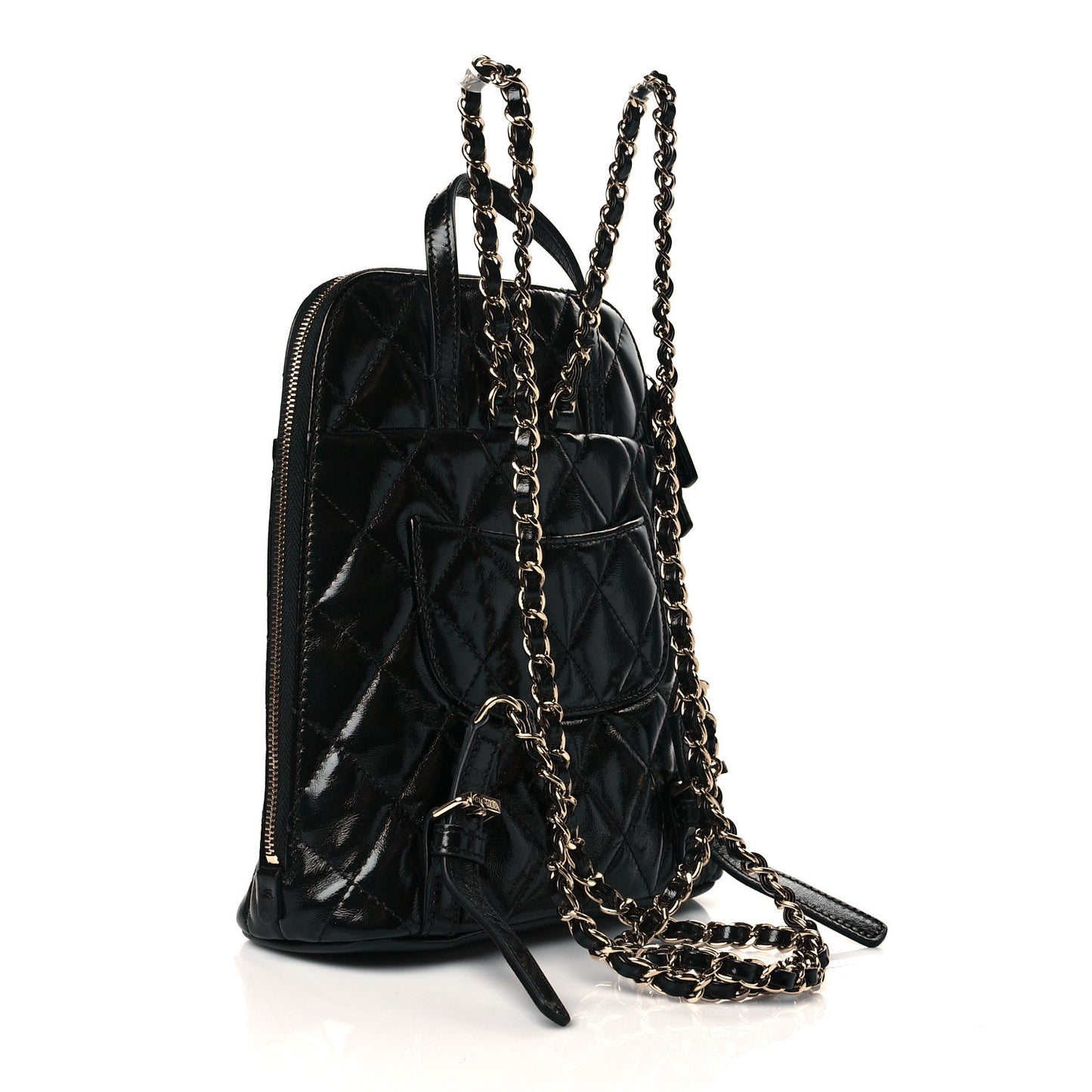 Shiny Calfskin My Pocket Backpack Black