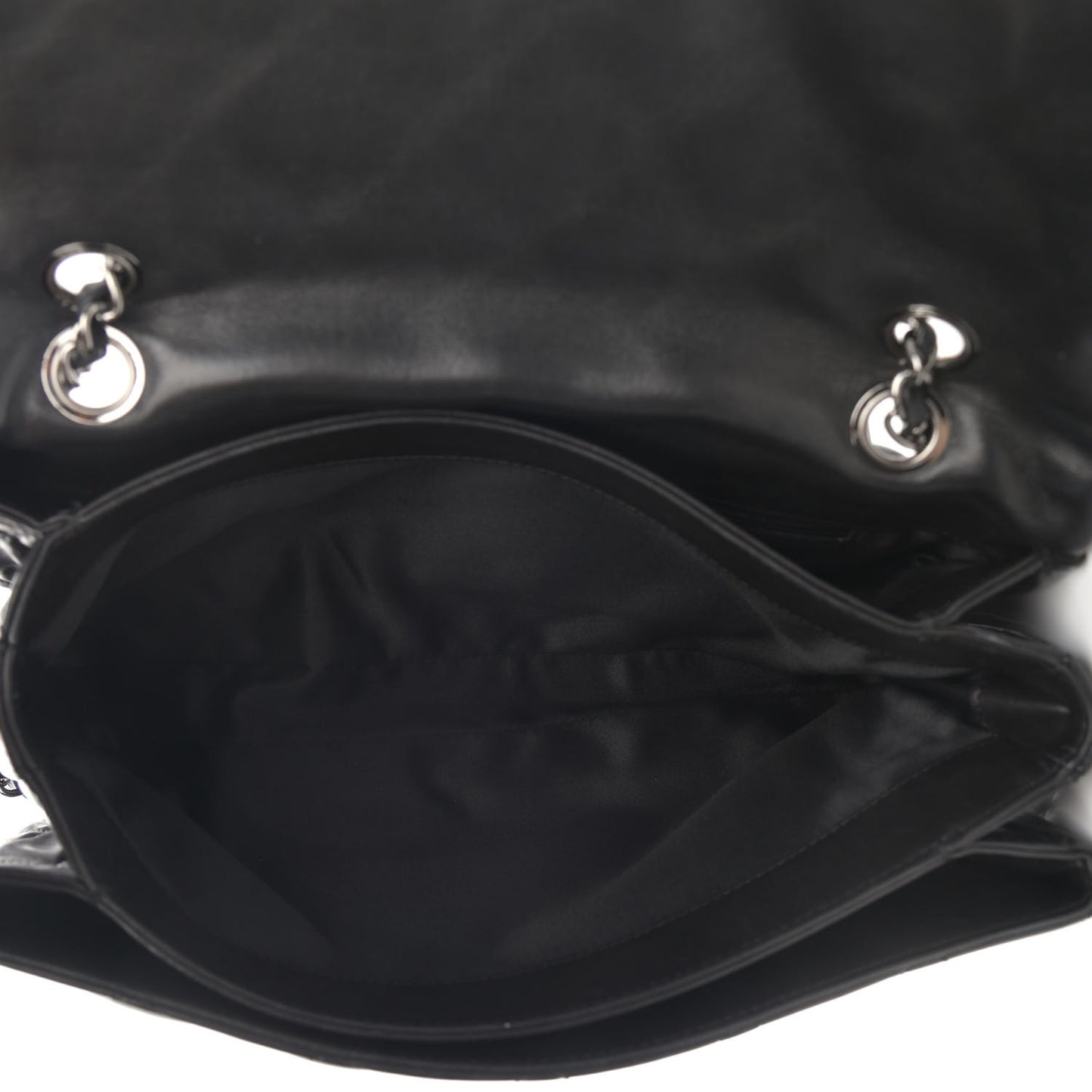 Lambskin Quilted Jumbo 3 Flap Black