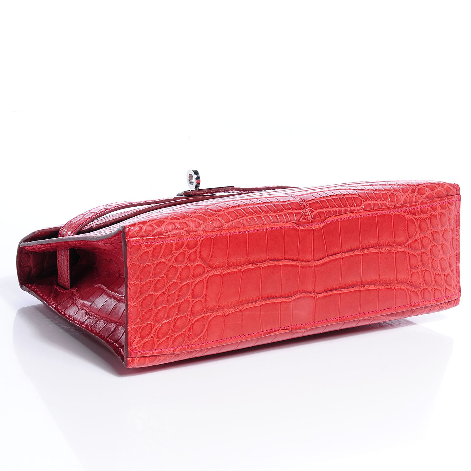 Hermes Matte Alligator Kelly Pochette Bougainvillea 4 of 8