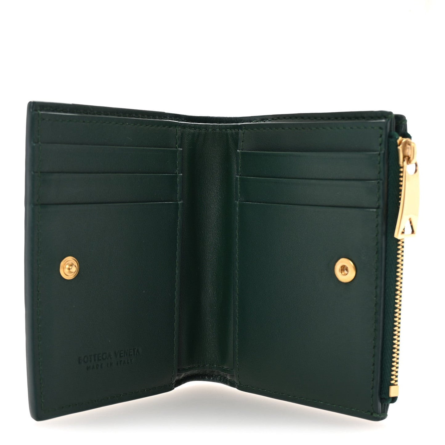 Nappa Maxi Intrecciato Bifold Zip Wallet Raintree