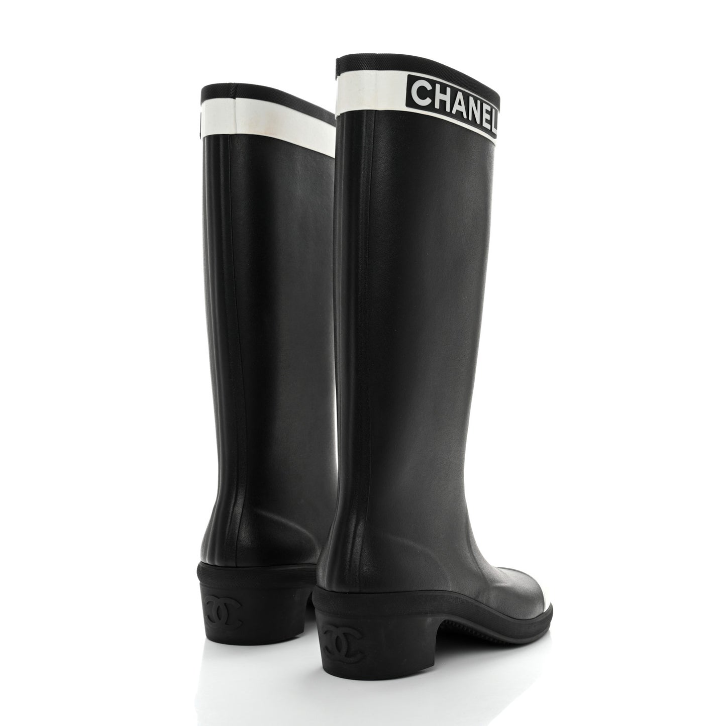 Rubber Logo Rain Boots 42 Black White