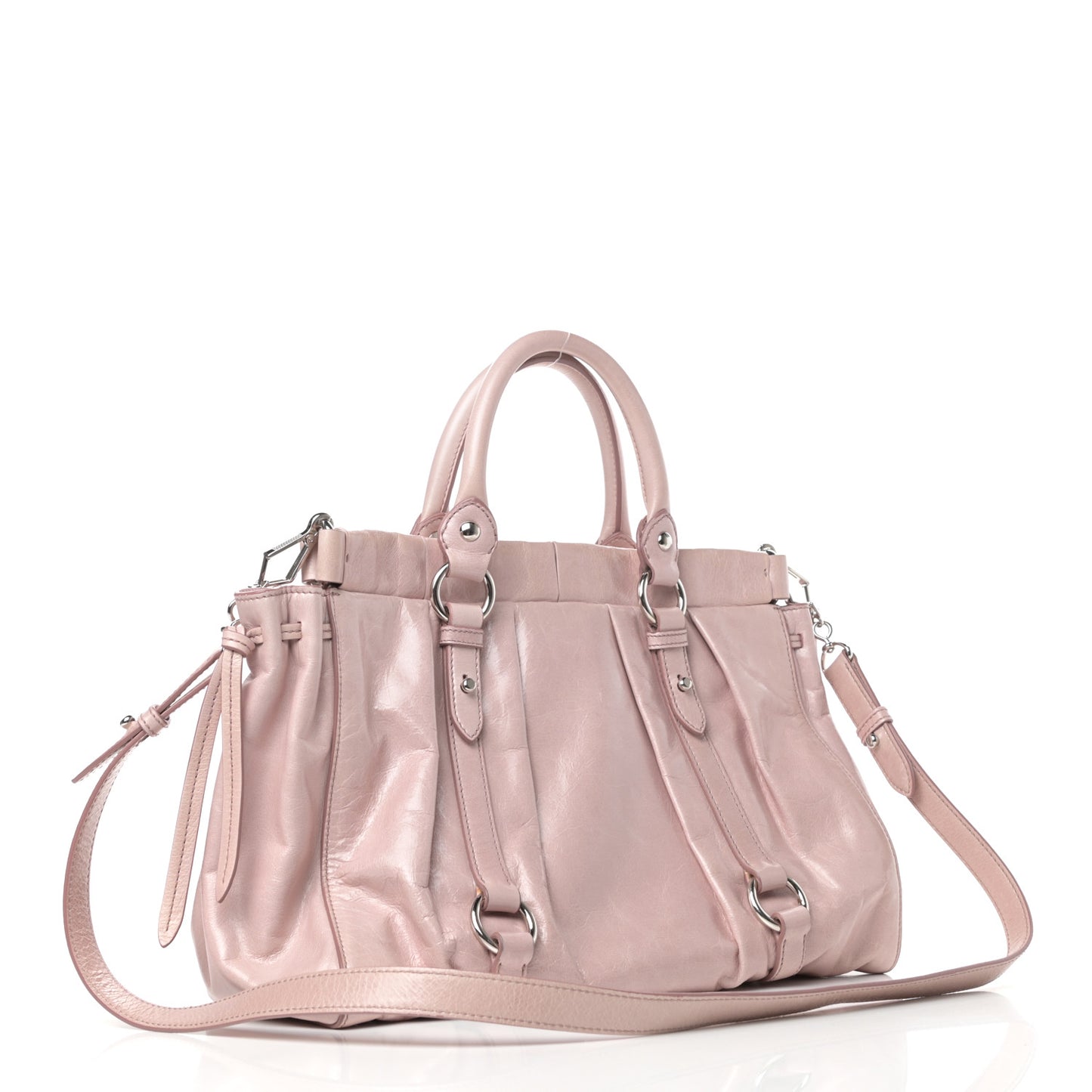 Vitello Lux Gathered Tote Mughetto