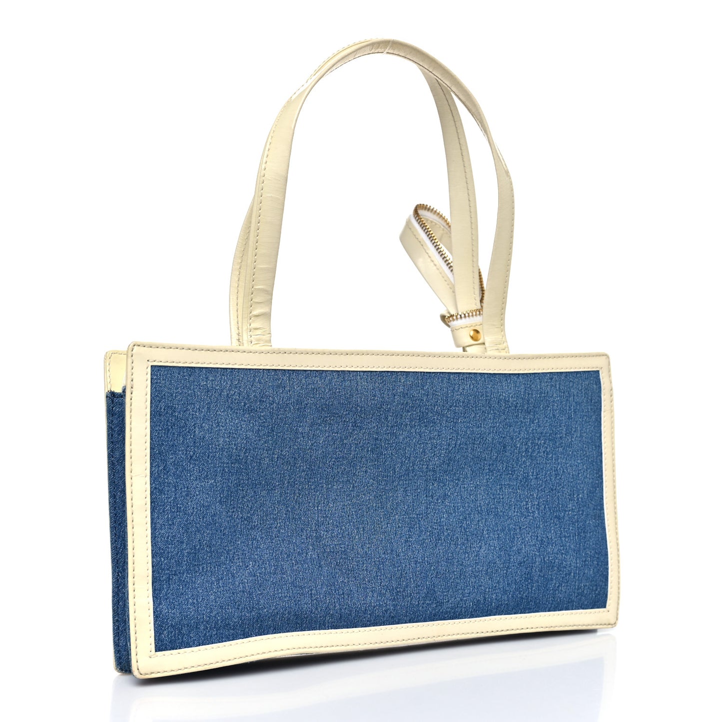 Denim Patent Diorella Rectangular Bag Blue