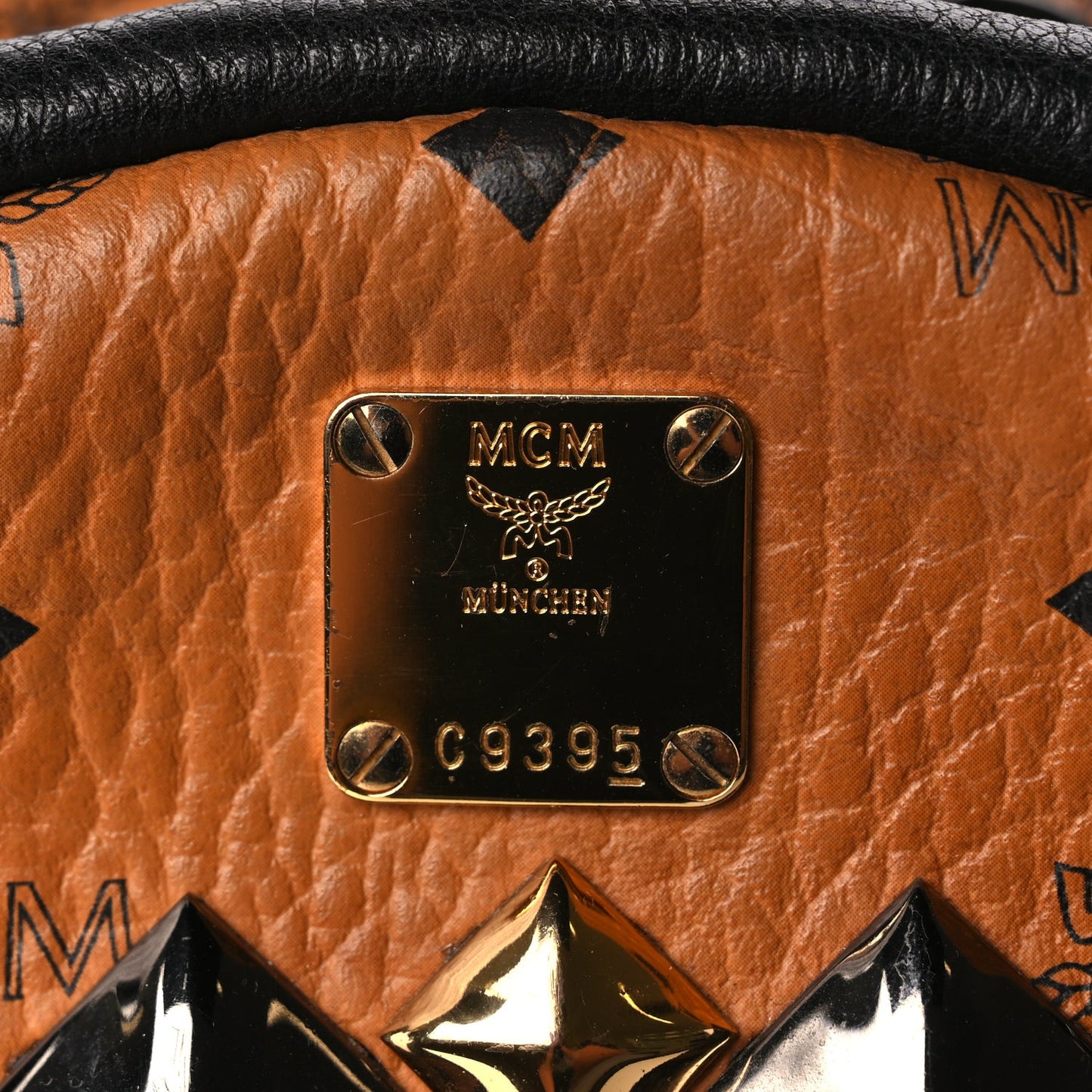 Visetos Studded Colorblock Small Stark Brock Backpack Cognac Black