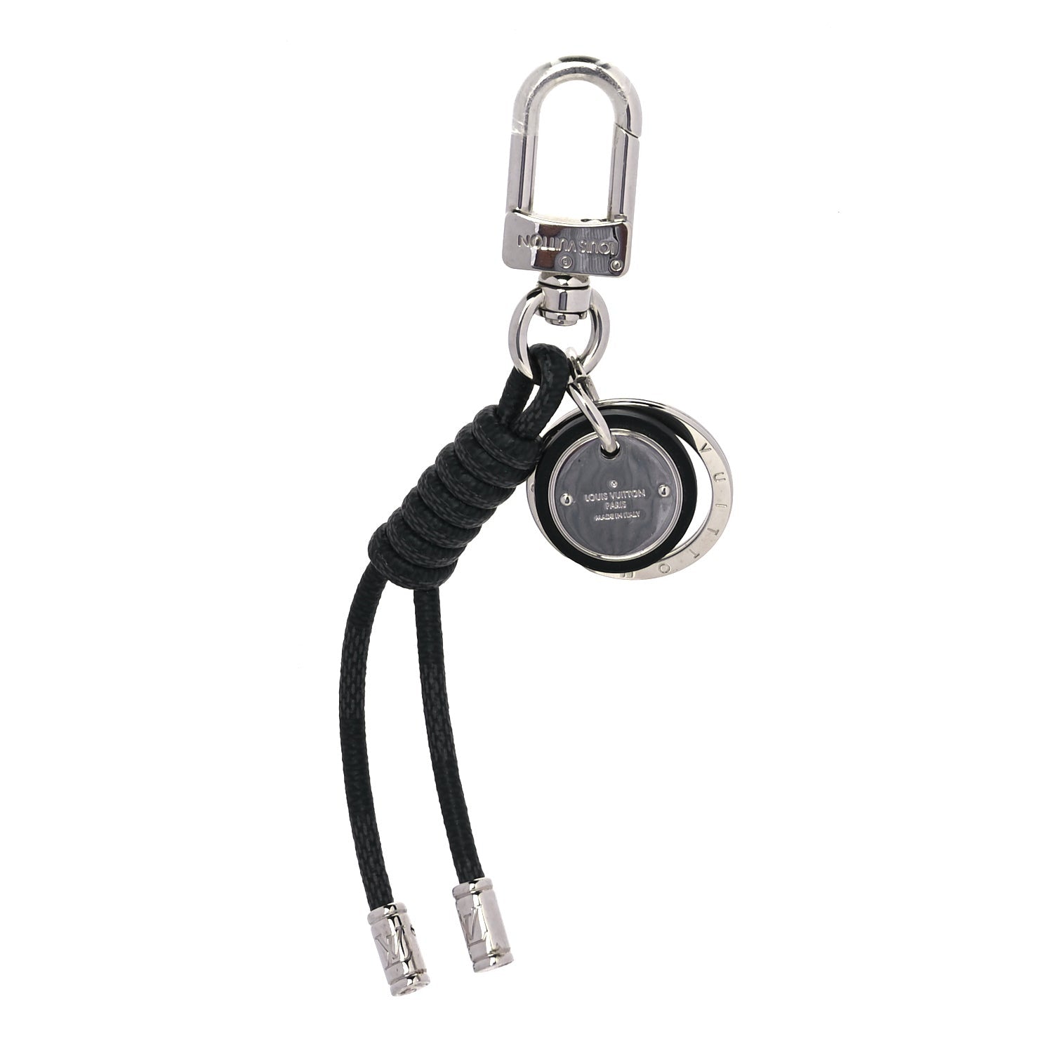 Louis Vuitton Palladium Damier Graphite Rope Bag Charm Key Holder 2 of 3
