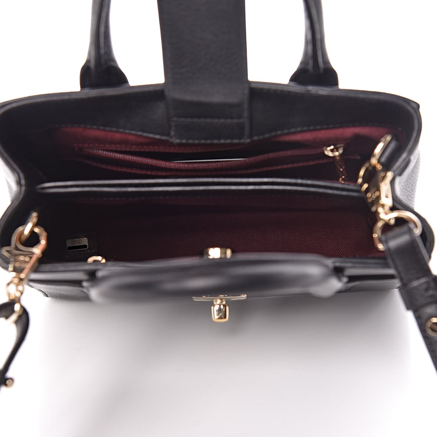 Grained Calfskin Mini Neo Executive Shopper Tote Black