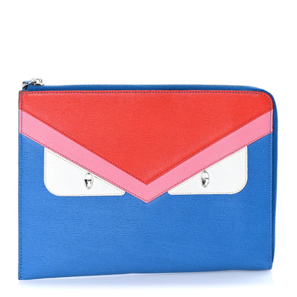 Fendi Vitello Elite Crystal Eye Monster Zip Pouch Royal Blue Papavero Multicolor 1 of 7