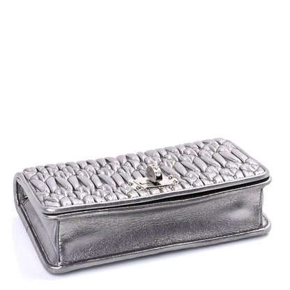 Miu Miu Nappa Matelasse Crystal Chain Wallet On Chain Silver 3 of 8