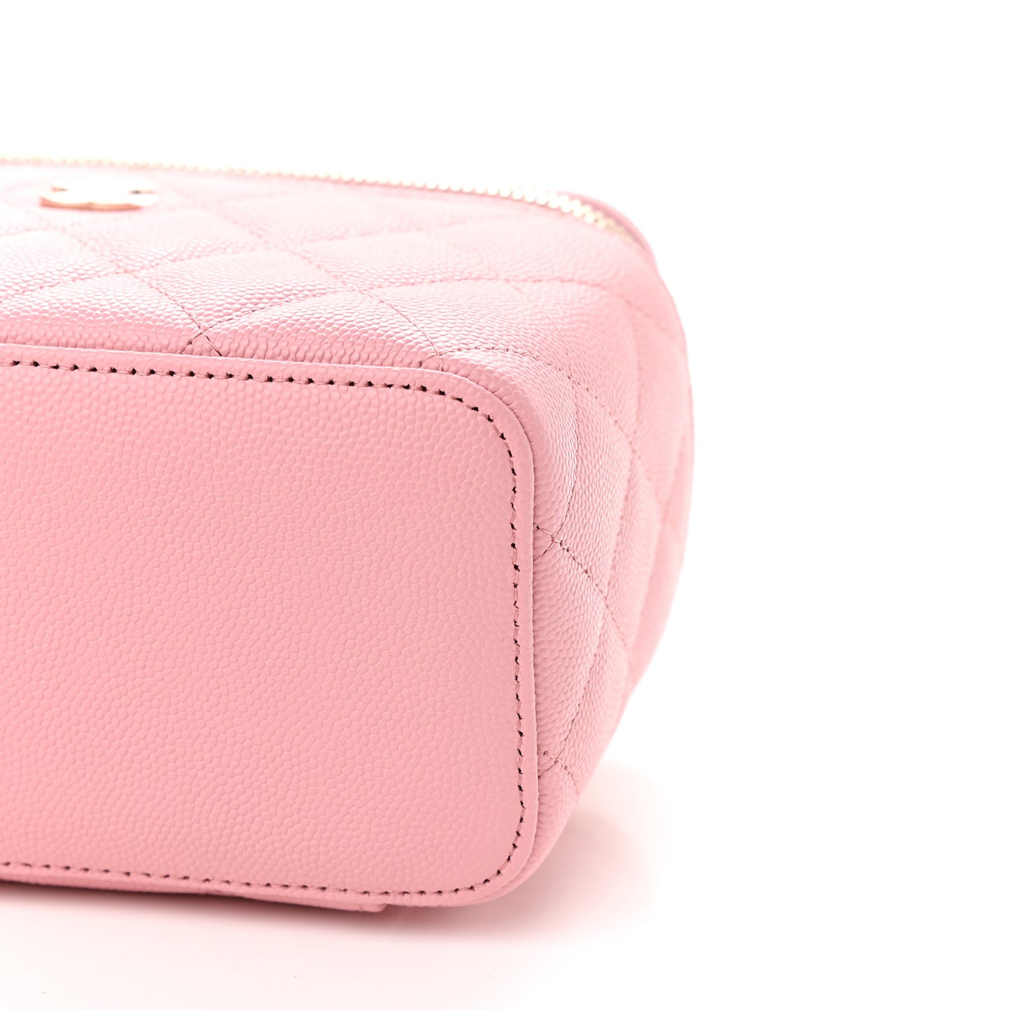 Caviar Quilted Small Vanity Case With Chain Pink
