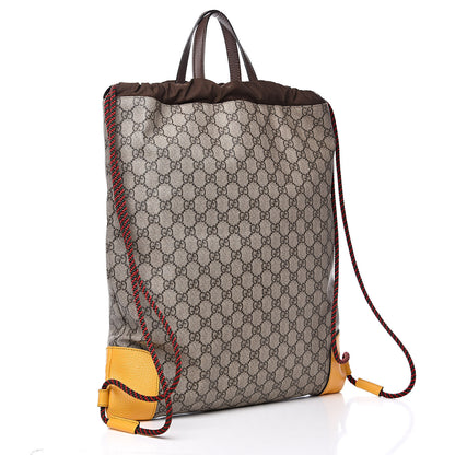 Gucci GG Supreme Monogram Neo Vintage Drawstring Backpack Beige New Acero Crop 3 of 10