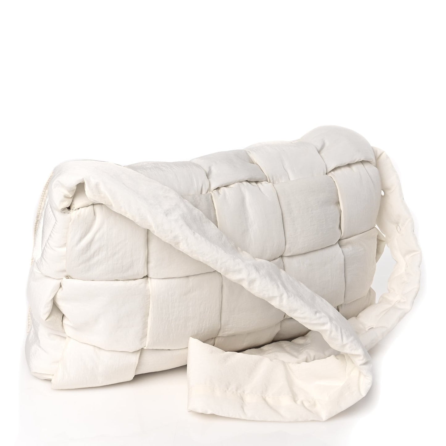 Nylon Intrecciato Padded Tech Maxi Cassette Bag White