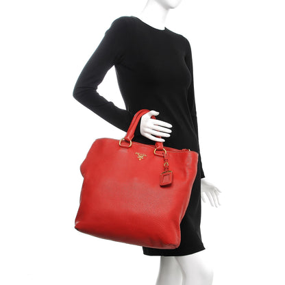 Prada Vitello Daino Tote Rosso 3 of 9