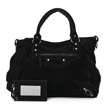 Balenciaga Baby Daim Suede Classic Silver Hardware Velo Black 1 of 9