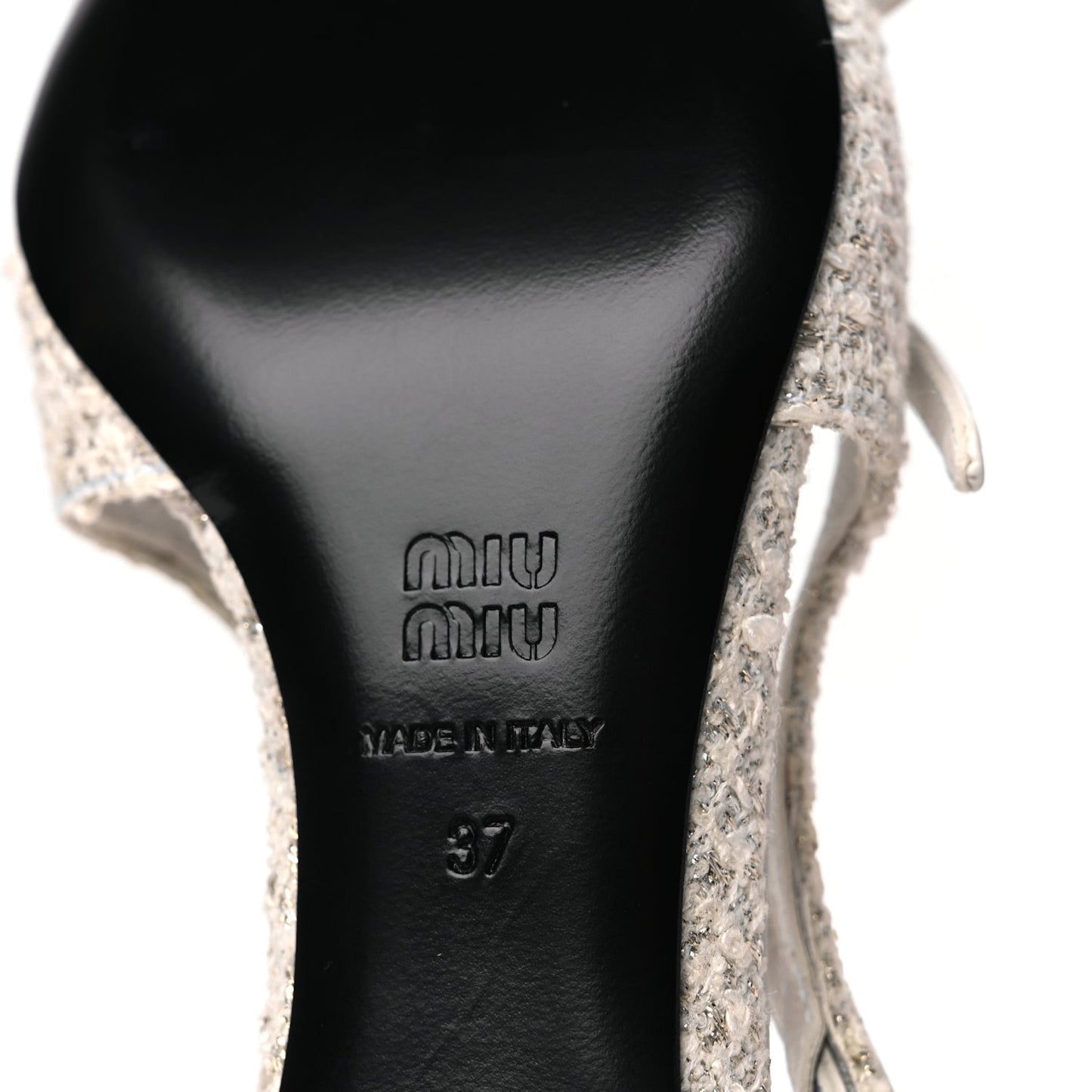 Tweed Buckle 55mm Slingback Pumps 37 White