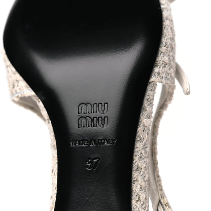 Miu Miu Tweed Buckle 55mm Slingback Pumps 37 White 7 of 8