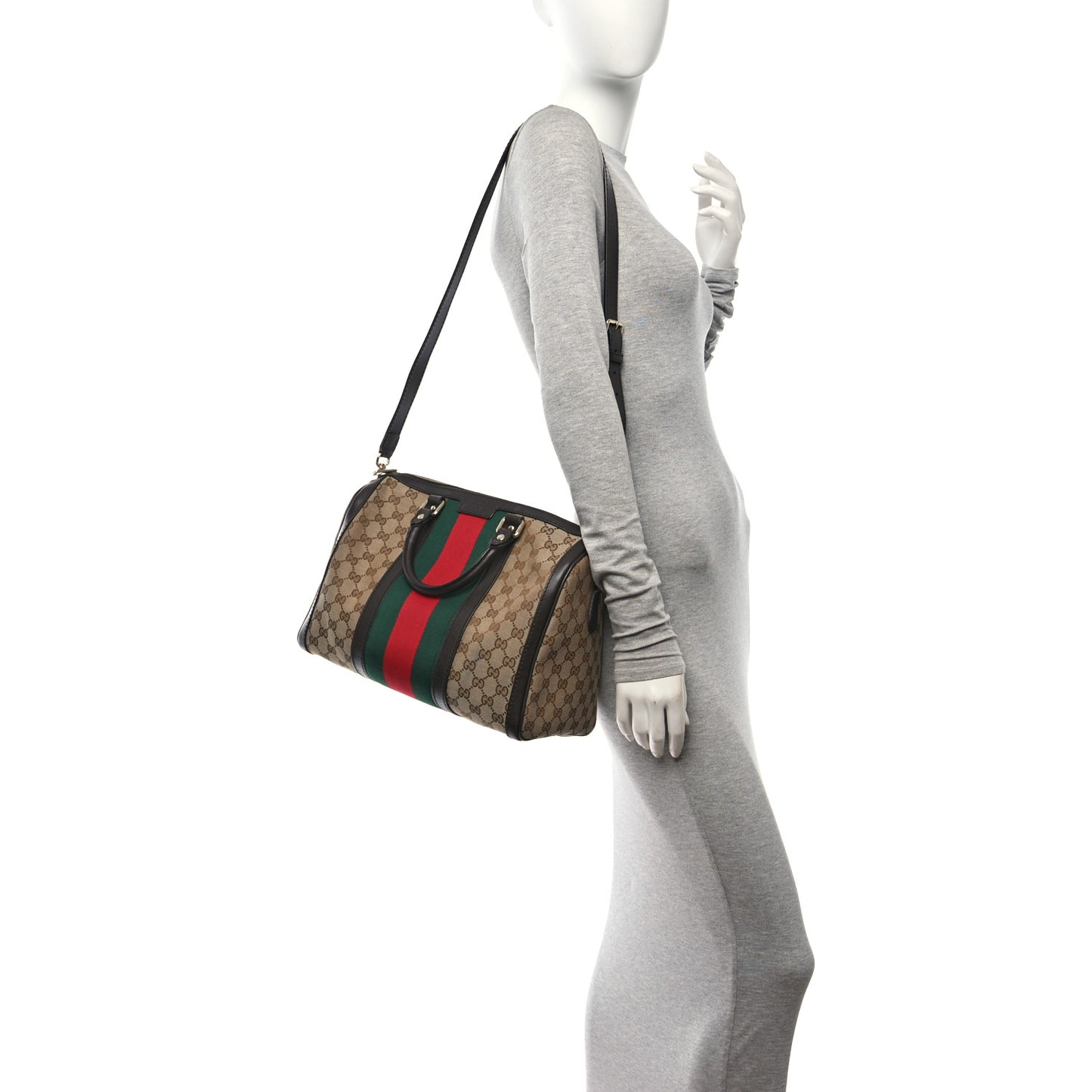 Monogram Vintage Web Medium Boston Dark Brown