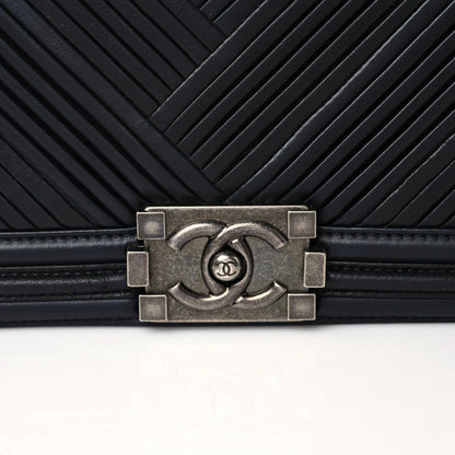 Chanel Lambskin Pleated Medium Boy Flap Black 17 of 18