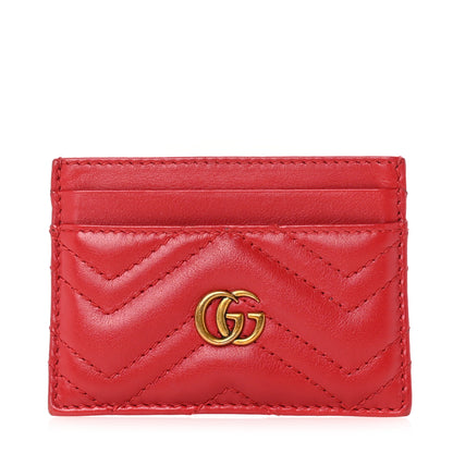 Gucci Calfskin Matelasse GG Marmont Card Holder Hibiscus Red 1 of 7