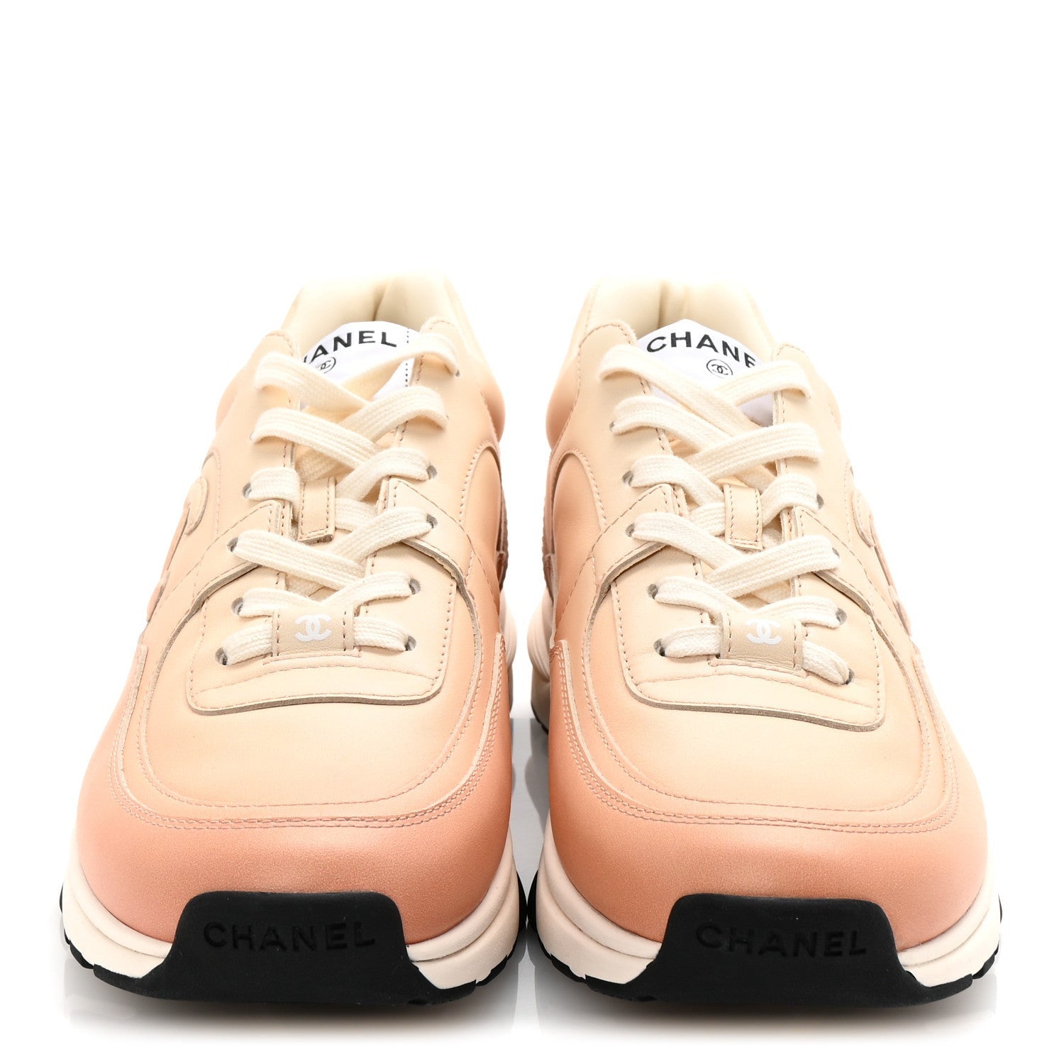 Chanel Laminated Calfskin Stretch CC Womens Sneakers 40 Light Orange 3 of 7