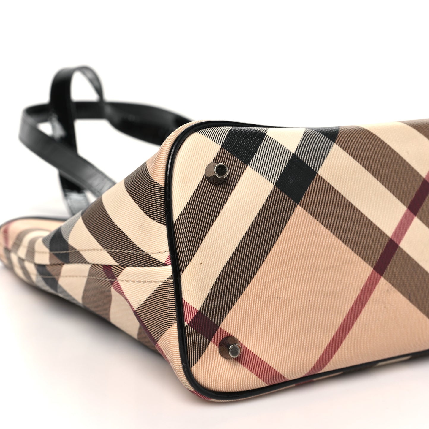 Metallic Calfskin Nova Check Small Nickie Tote Black