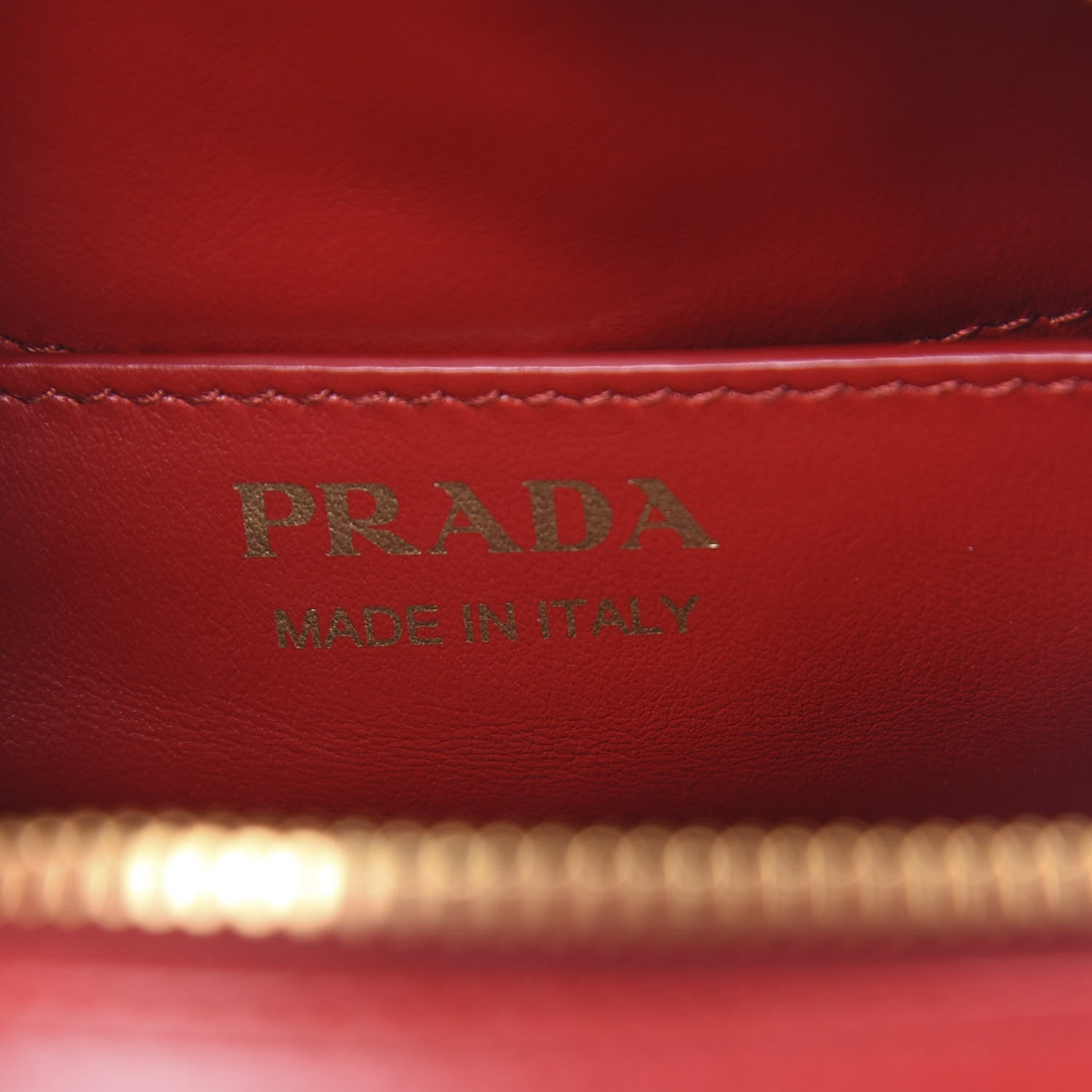 Prada Soft Calfskin Impunture Diagramme Oval Crossbody Bag Fuoco 6 of 9