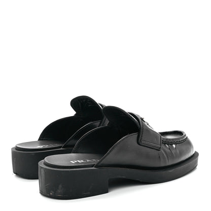 Prada Spazzolato Triangle 40mm Loafer Mules 37 Black 4 of 8