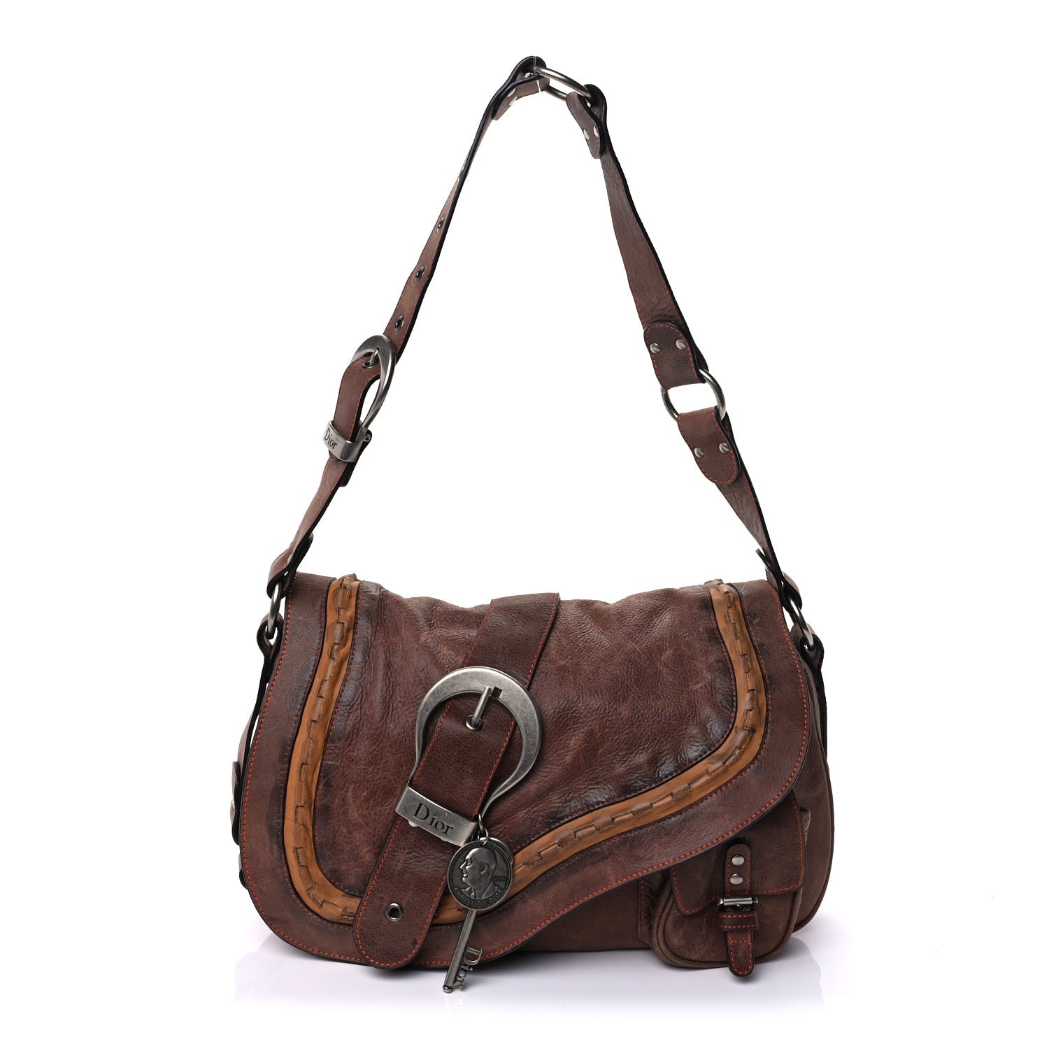 Christian Dior Calfskin Gaucho Double Saddle Bag Brown 1 of 7