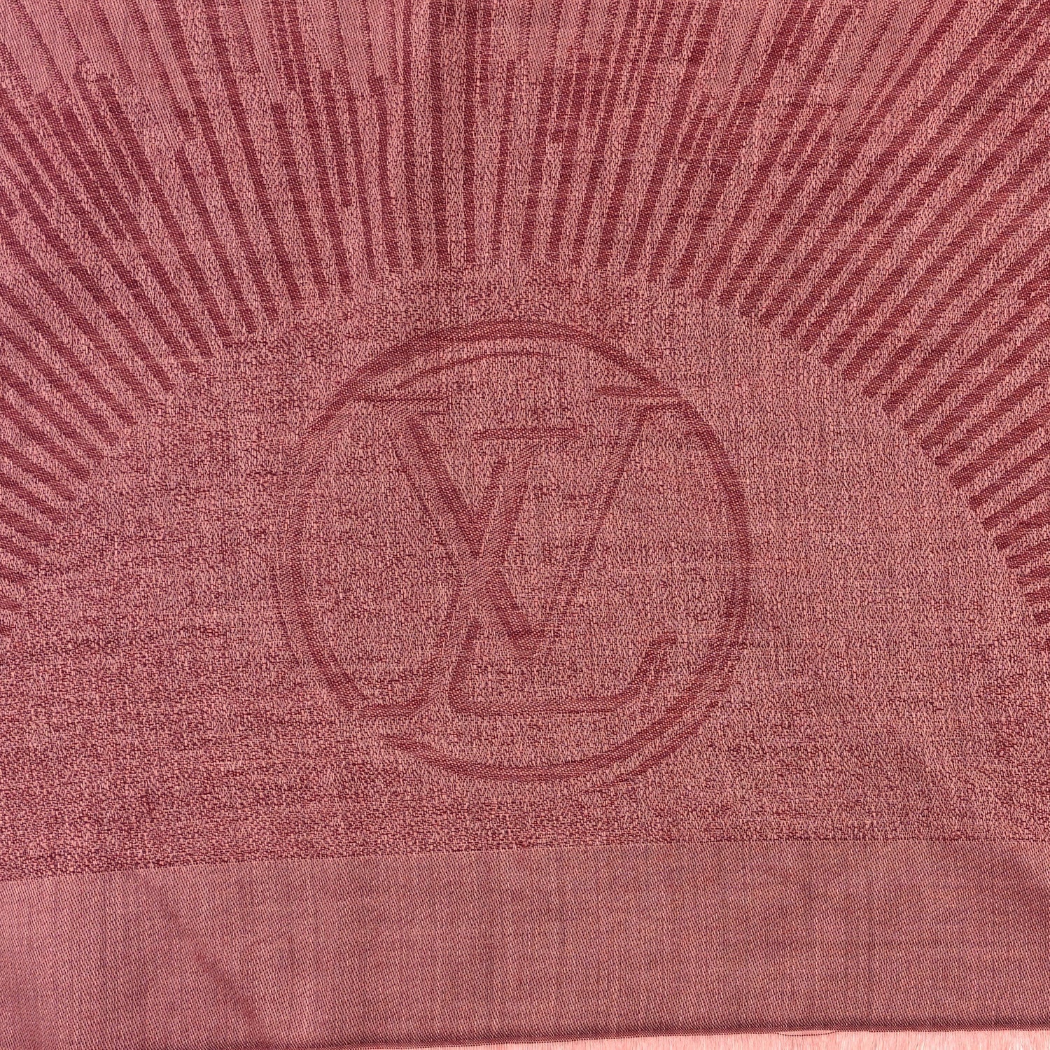 Louis Vuitton Cashmere Silk Monogram Shawl Fuchsia 2 of 3