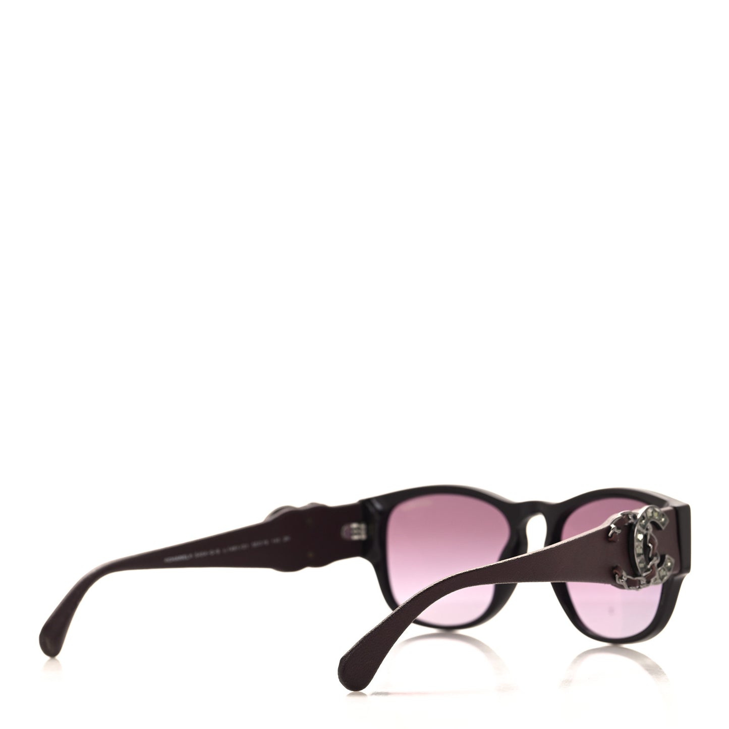 Acetate Lambskin Crystal Baguette Chain CC Sunglasses 5454-Q-B Burgundy