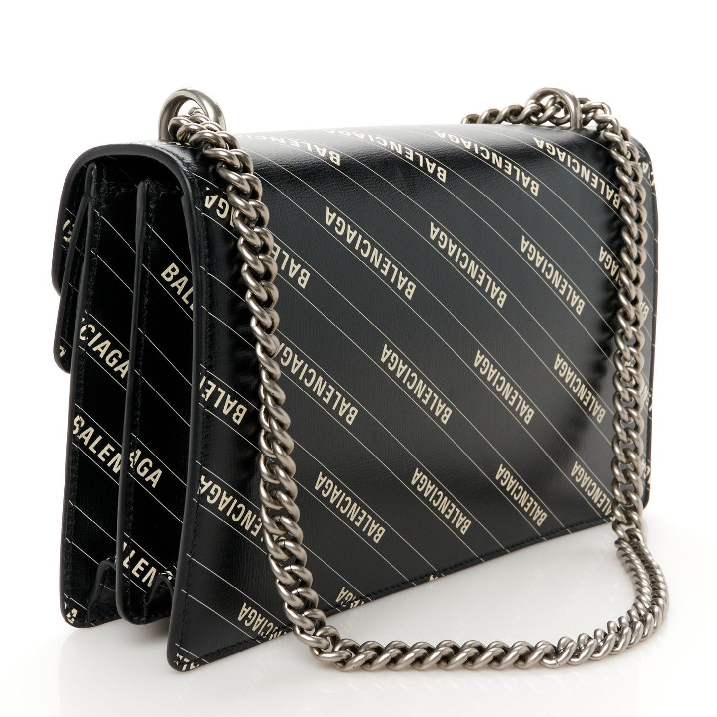 X Calfskin Logo Print Small Dionysus Shoulder Bag Black
