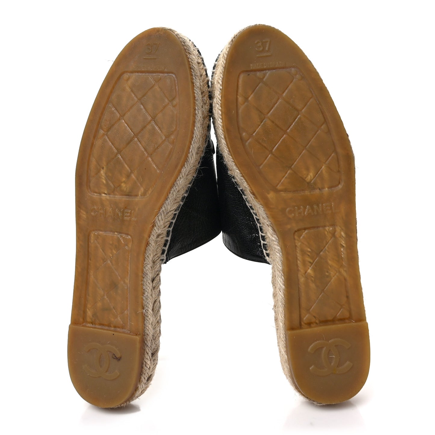 Goatskin Patent CC Espadrille Mules 37 Black