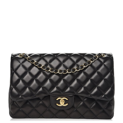 Chanel Lambskin Quilted Jumbo Double Flap Black 1 of 13