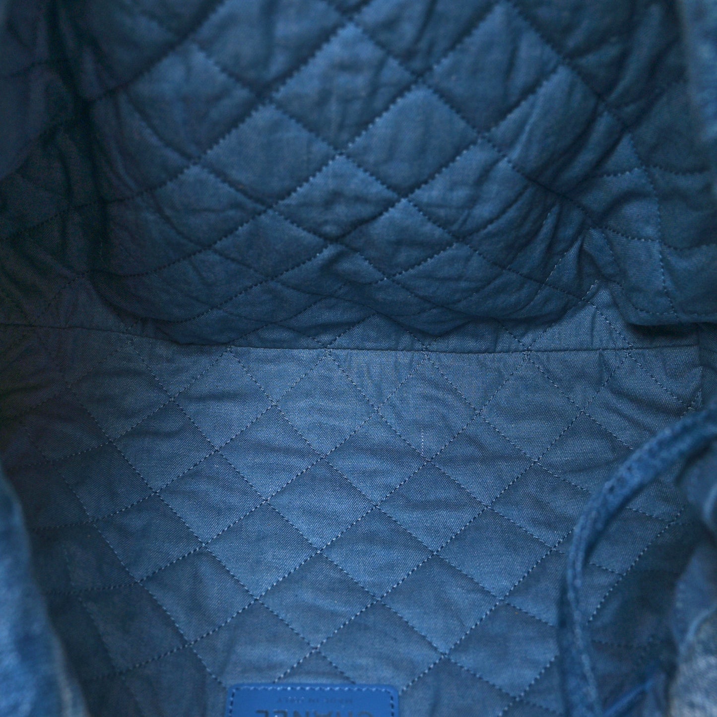 Denim Quilted Small Chanel 22 Blue