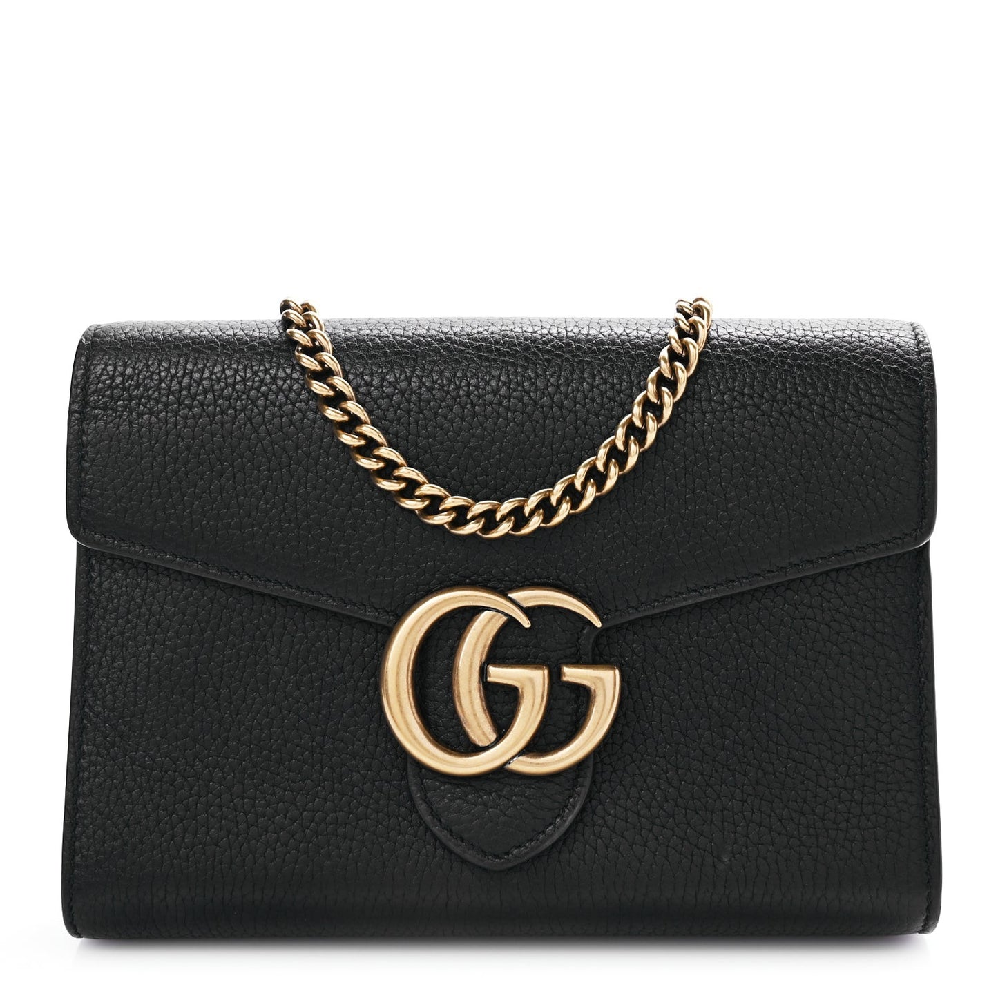 Calfskin GG Marmont Chain Wallet Black