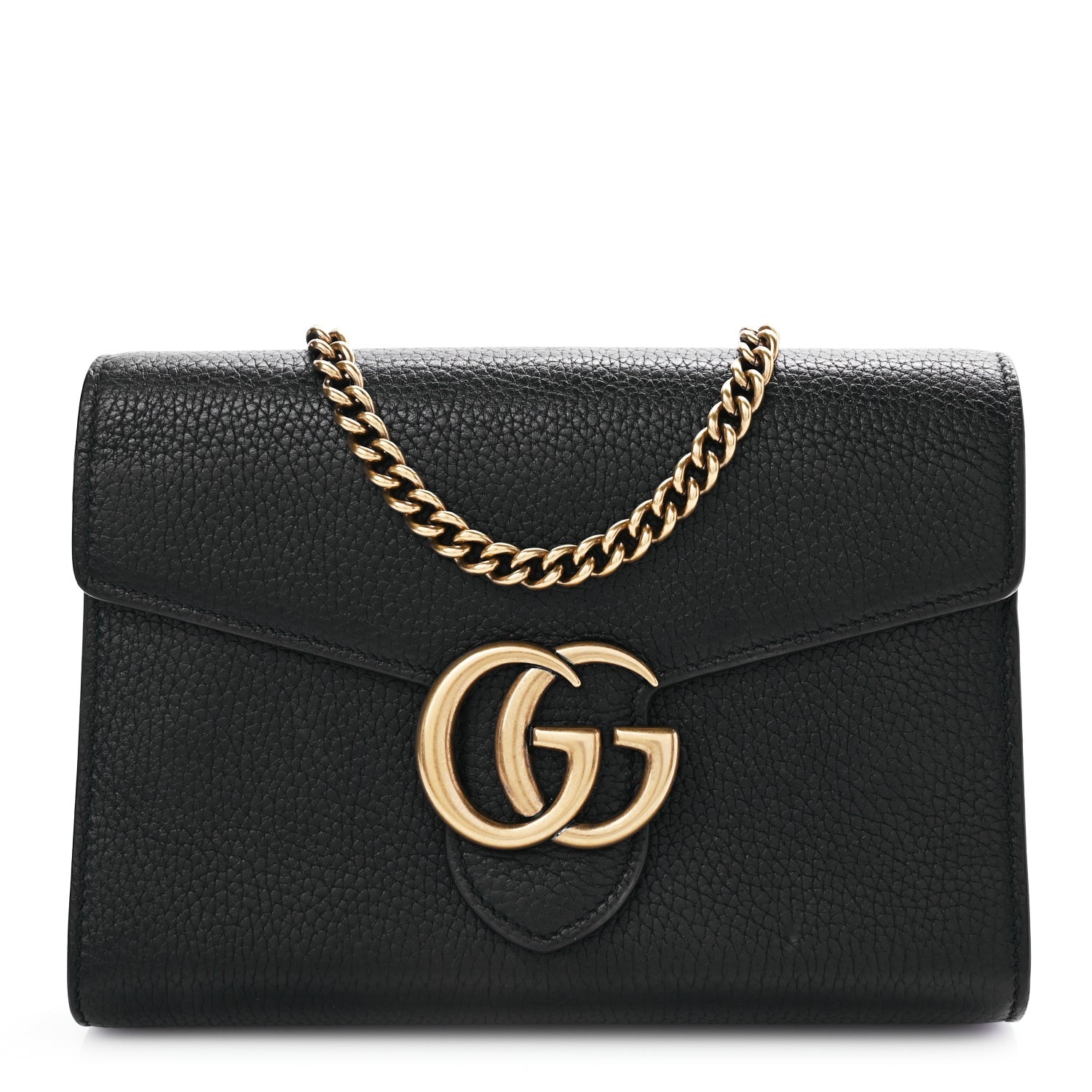 Gucci Calfskin GG Marmont Chain Wallet Black 1 of 9