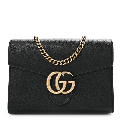 Gucci Calfskin GG Marmont Chain Wallet Black 1 of 9