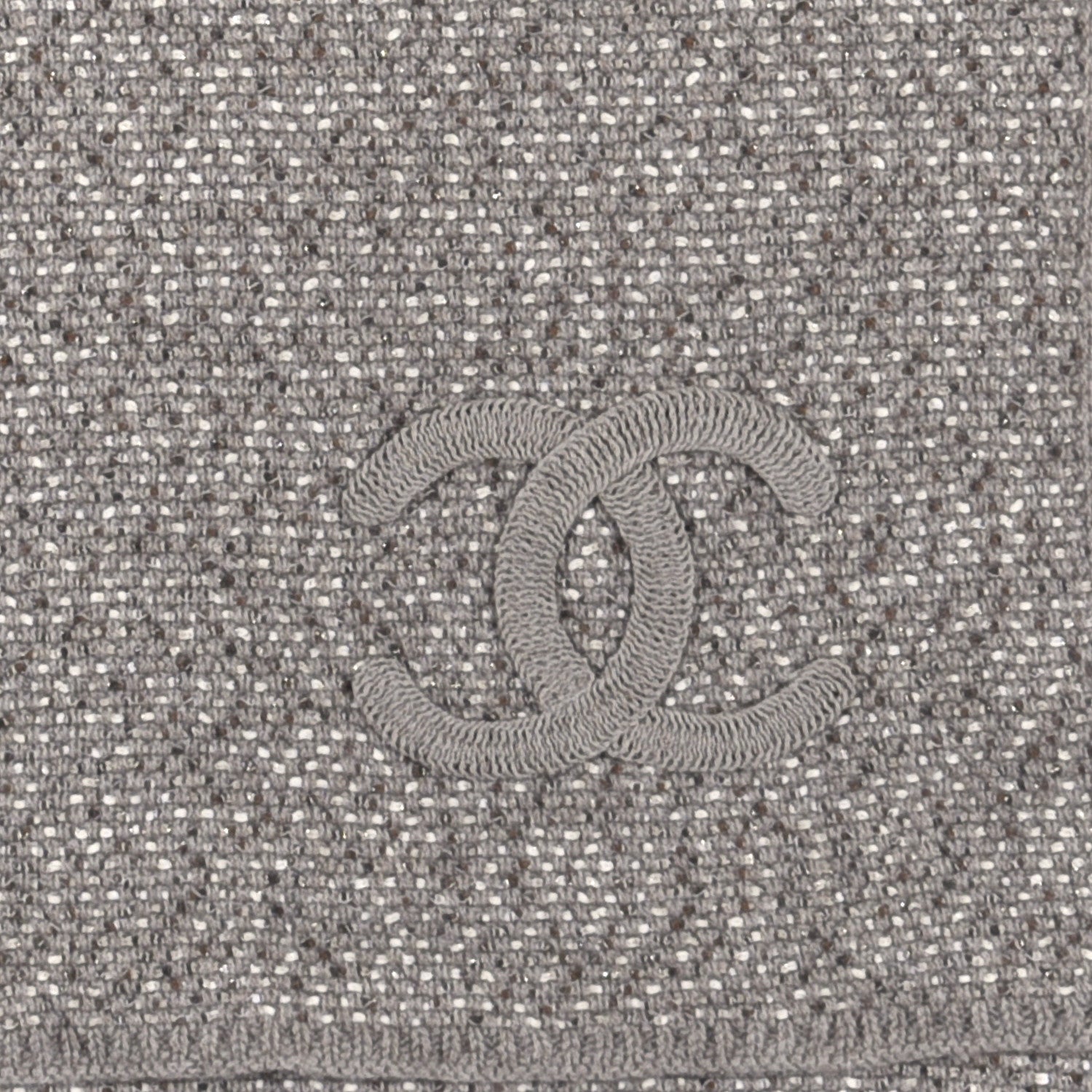 Chanel Cotton Cashmere Lurex CC Scarf Grey 5 of 6