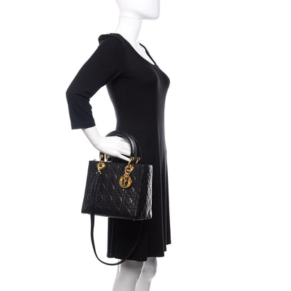 Christian Dior Lambskin Cannage Medium Lady Dior Black 3 of 11