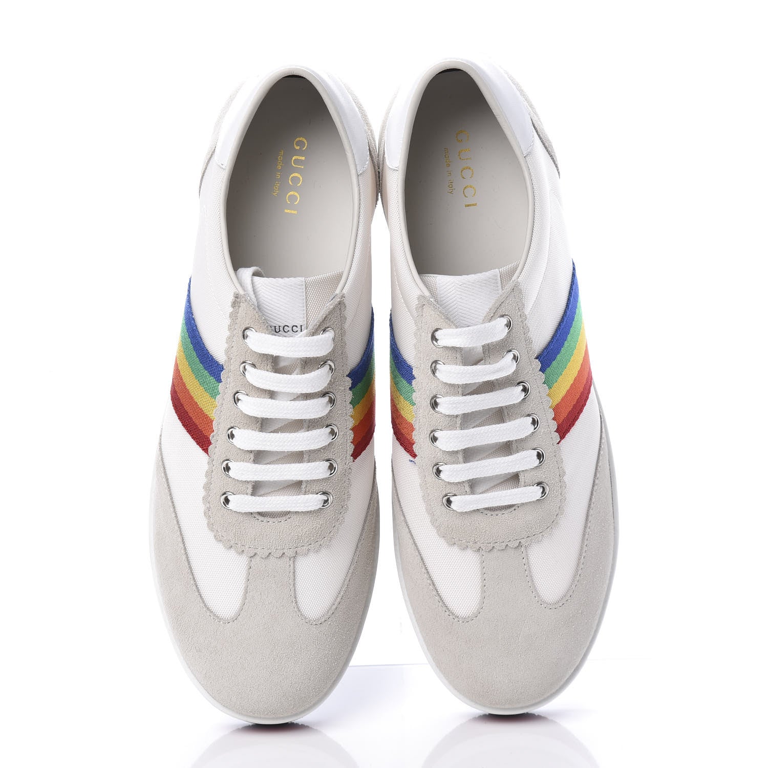 Gucci Suede Rainbow Womens G74 Sneakers 37 White 5 of 9