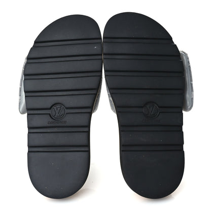 Louis Vuitton Monogram Denim Pool Pillow Flat Comfort Mules 38 Grey 6 of 7