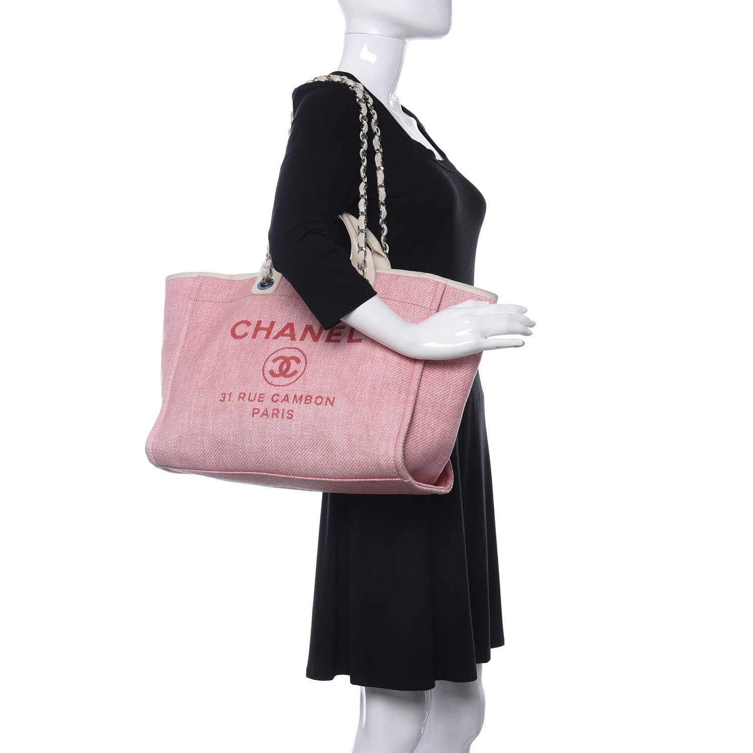 Chanel Canvas Medium Deauville Tote Pink 2 of 13