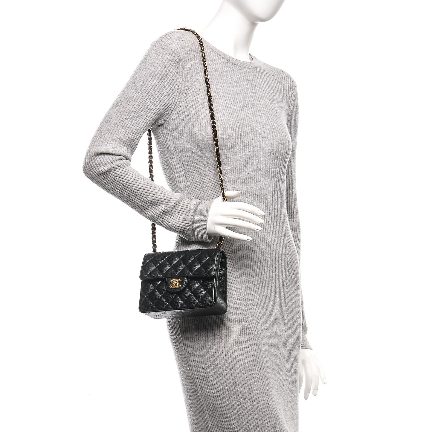 Caviar Quilted Mini Square Flap Black