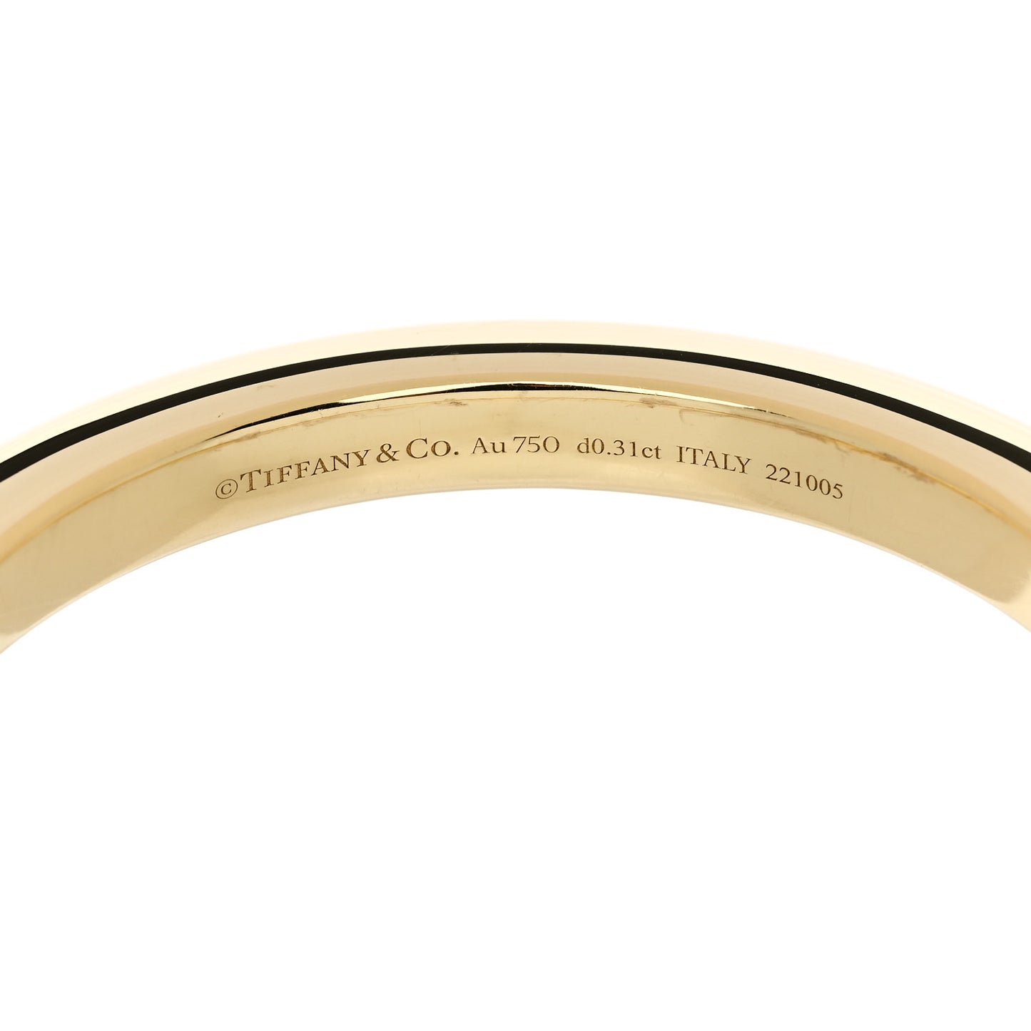 18K Yellow Gold Diamond Tiffany Lock Bangle Bracelet