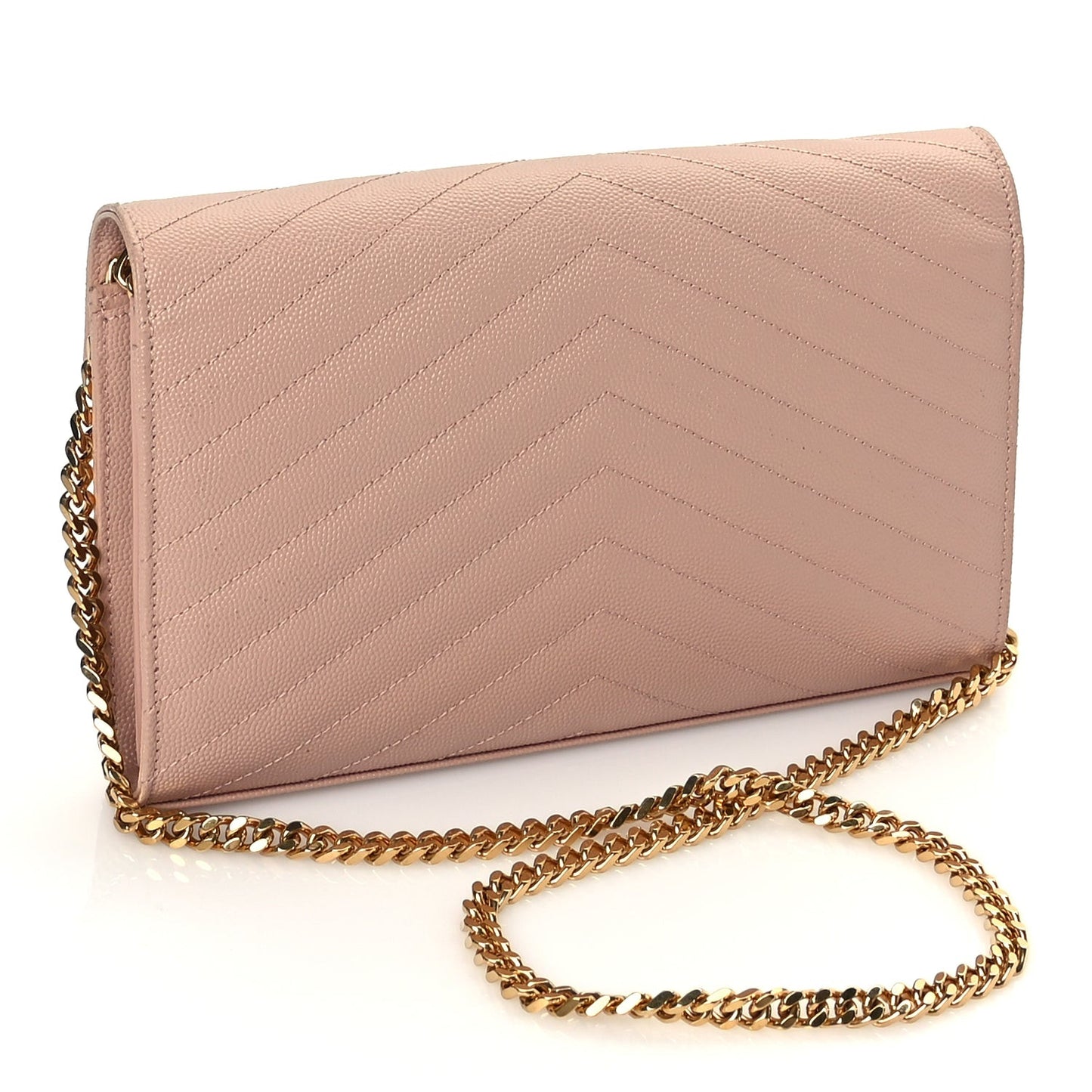 Grain De Poudre Matelasse Chevron Monogram Chain Wallet Pale Blush