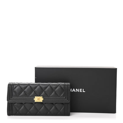 Chanel Caviar Quilted Large Boy Gusset Flap Wallet Black 9 of 9