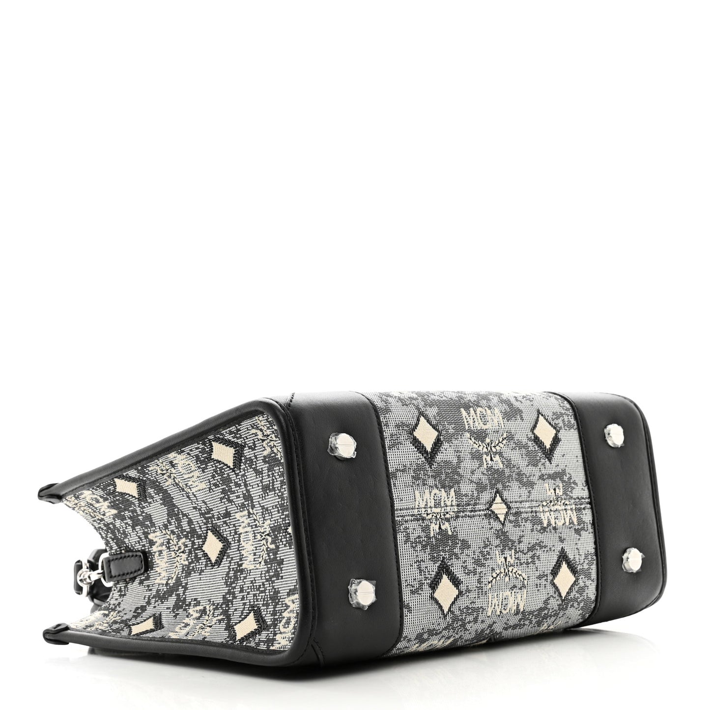 Vintage Jacquard Monogram Small Munchen Tote Grey