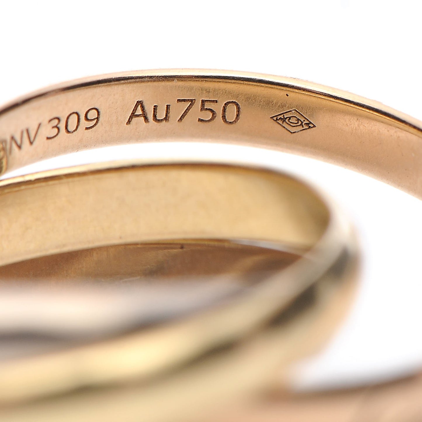 18K Pink Yellow White Gold Small Trinity Ring 52 6